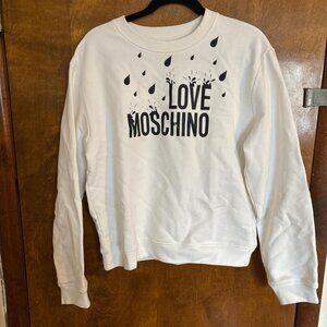 Love Moschino White Logo Print Cotton Crew Neck Sweatshirt M